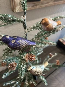 Set Of 3 Bird Shatter-Proof Glass  Clip-On Ornament Mint Condition 3 Designs - Picture 1 of 9