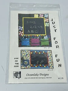 Just For Fun Activity Chalkboard Quilt Quilting Sewing Pattern Oceanlake 118 - Picture 1 of 2