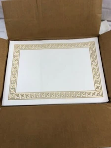 715896 Placemats-Greek Key Pattern-Paper-Gold/White-14 x 10-LOT OF 2-1000CT BOX - Picture 1 of 5