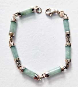 BRACELET Vintage JADE 925 STERLING Links 6.5" 8 grams Signed A - Picture 1 of 4