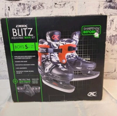 Juego de patinaje sobre hielo ajustable DBX Blitz para niños talla J10-J13 almohadillas para codos/rodilleras camuflaje negro Foto 1 de 4