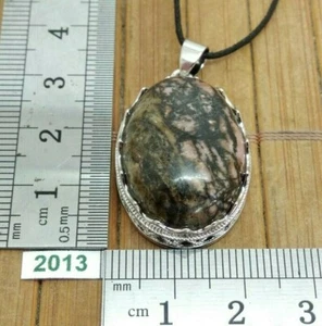 Pendentif RHODOCHROSITE + cordon reglable - collier reiki chic style victorien - Picture 1 of 3