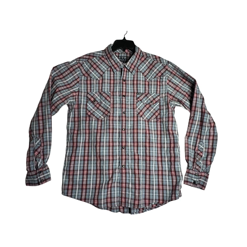 Southern Thread L/S Pearl Snap Embroidered Plaid Button Down Shirt Mens XL - Image 1 of 4