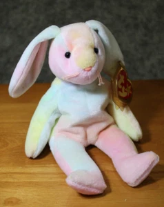 Hippie 1999 Beanie Baby Pelliccia Arcobaleno Vintage Ty Bunny Coniglio Ritirato - Foto 1 di 8