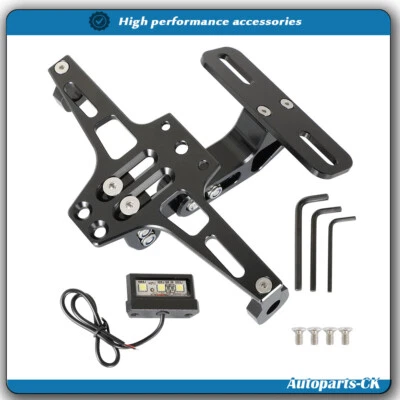 Motorcycle Tail License Plate Holder Bracket W/ LED Light Fender Eliminator Kit - Image 1 of 4