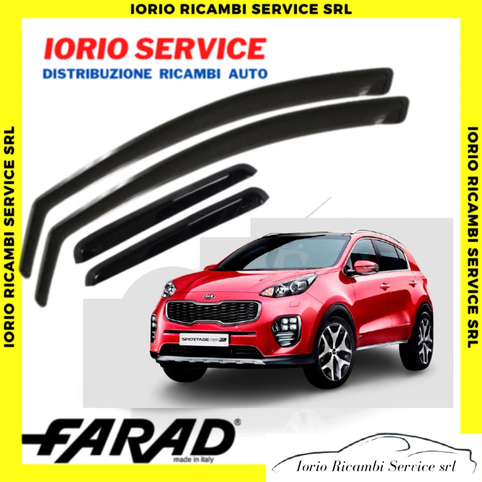 KIT 4 DEFLETTORI ARIA KIA SPORTAGE 5p 2016-2021 FARAD fumè ANTITURBO ANTIVENTO - Immagine 1 di 1