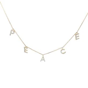 14K “Peace” Diamond Necklace - Picture 1 of 8
