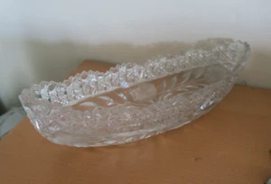 Vintage Bohemian Czech Cut Crystal Centerpiece Celery Cracker Dish Bowl 12" x 4" - Picture 1 of 8