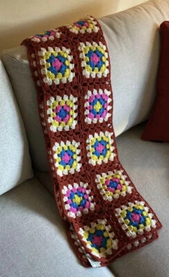 Urban Outfitters Granny Square Hand Knit Crocheted Scarf Retro Style $49 - Image 1 of 4