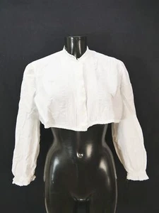 Gr.48 Dirndlbluse weiß Bluse für Dirndl Baumwolle mit Spitze B10464 - Bild 1 von 4