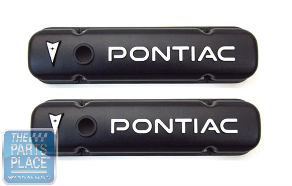 1959-79 Pontiac Black Aluminum Valve Covers - Pair - Imagen 1 de 1