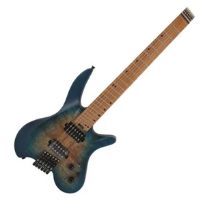Swing UV-1F Matte Blue Burst Headless Electric Guitar Burl Top Fan Fret - Picture 1 of 10