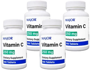 4 Pack - MAJOR Vitamin C 250 mg Ascorbic Acid Tablets, 100 Count - Picture 1 of 4