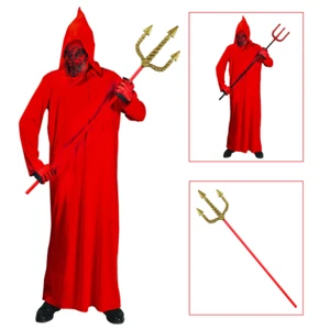 VESTITO CARNEVALE CON ACCESSORI DIAVOLO TRIDENTE DORATO HALLOWEEN 8/10 ANNI - Foto 1 di 7