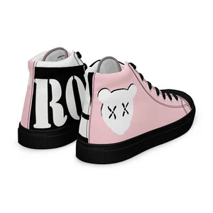 H3ADS W1LL R0LL Brand - Large Logo - Women's Pink High Top Canvas Shoes - Picture 1 of 13