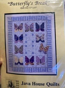 Butterflys Break Quilt Pattern by Java House Quilts Size 53"X65" Uncut New - Picture 1 of 3
