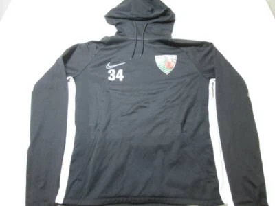 Nike Mujer Talla M Sudadera con Capucha Negra Dri-Fit Logo Estampado Corbata Bolsillo Ropa Deportiva Activa Foto 1 de 4