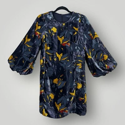 Новый French Connection женщин 0 Aventine бархата платье воздушный шар рукава $178 новый с Ярлыками - Изображение 1 из 4