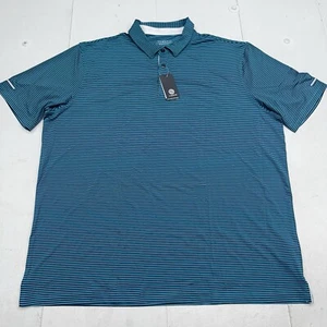 Yamxdm Blue Stripe Moisture Wicking Golf Short Sleeve Polo Mens Size 3XL New - Picture 1 of 8