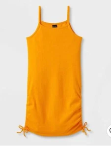  Girls' Side Cinch Tank Dress - art class Orange Large 10/12 Ruched Sides NWOT - Picture 1 of 3
