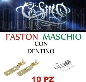 Faston Maschio 6,3 con dentino di ritenuta 6,3 per cavo 1,0-2,5 10 Pz CAPOCORDA - Foto 1 di 3