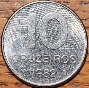 Moneda Brasil 10 Cruzeiros 1982 N328 - Imagen 1 de 2