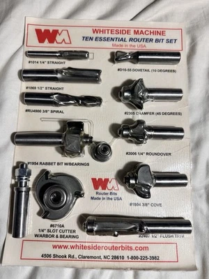 Juego de brocas de enrutador esenciales Whiteside #410 de 10 piezas Foto 1 de 2