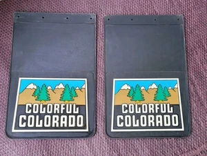 Pair Set 2 Colorful Colorado Vintage Mud Flaps 1970s 18" x 12" Nice Condition - Picture 1 of 11