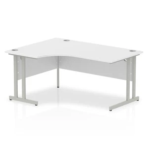 Impulse 1600Mm Left Crescent Desk White Top Silver Cantilever Leg I000321 - Afbeelding 1 van 1