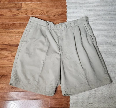 Shorts plissado masculino de microfibra Brandini 38 bege golfe esporte ao ar livre - Imagem 1 de 4