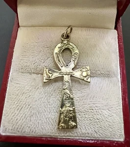 Schöner Vintage Sterlingsilber und Gold gefüllt ägyptischer Ankh Anhänger Charm 3D - Bild 1 von 12