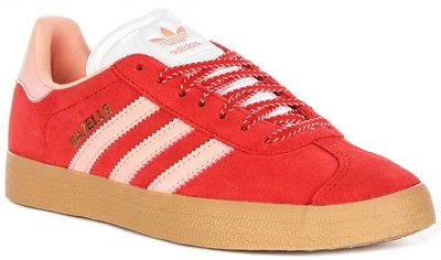 Adidas Gazzella Classico Scamosciato con Lacci Donna Scarpe IN Rosso Rosa UK 3 - - Immagine 1 di 4