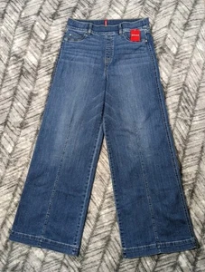 NWT Spanx Seamed Front Wide Leg Jeans Elastic Waist Stretch Women XL X 32 Inseam - Picture 1 of 13