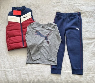 PUMA Conjunto Chaleco Burbuja 3 Piezas Niños Azul/Gris/Marion 6T NUEVO Foto 1 de 4