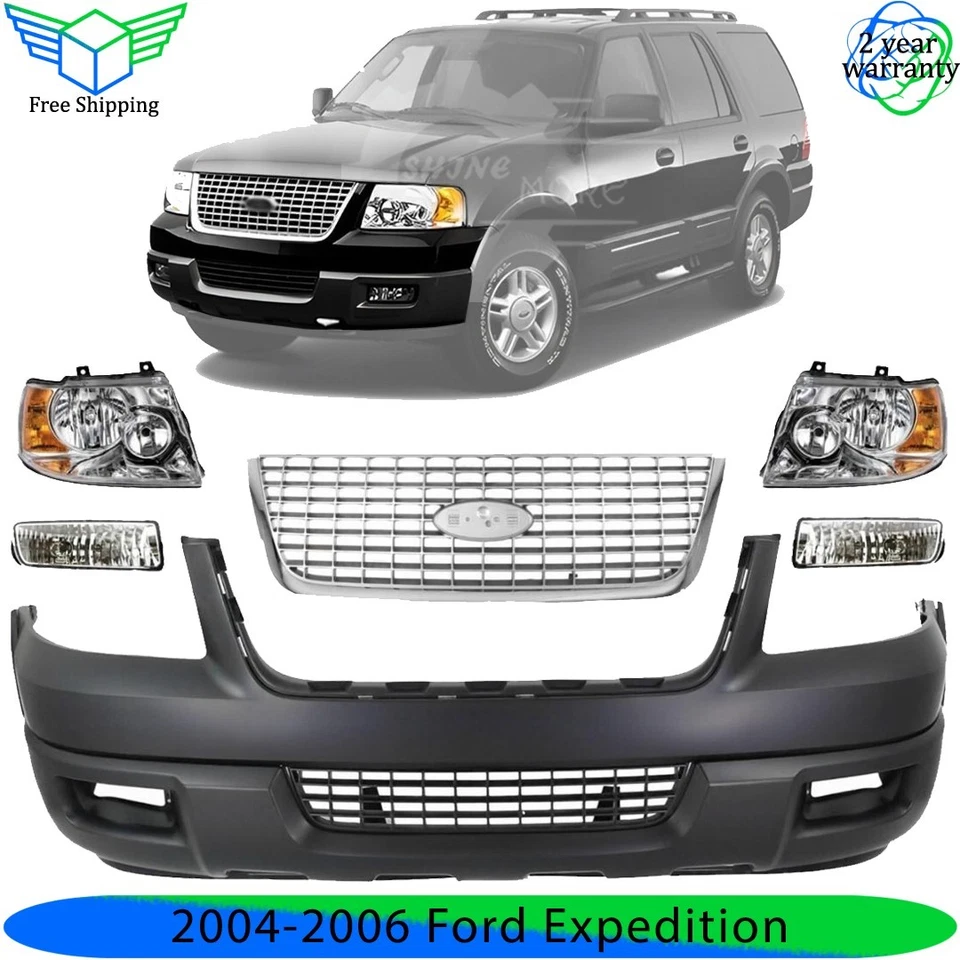 Front Bumper Cover & Headlight Assembly Kit For 2004-2006 Ford Expedition Foto 1 de 4