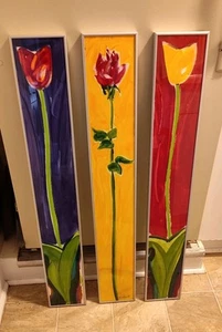 3 dipinti tulipani firmati Matthew Johnson incorniciati 1999 - Foto 1 di 14