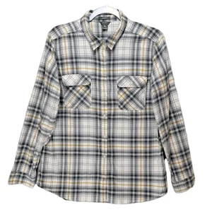 Chemise en flanelle Eddie Bauer femme poche à carreaux gris or extérieur chaud gorpcore - Photo 1/15