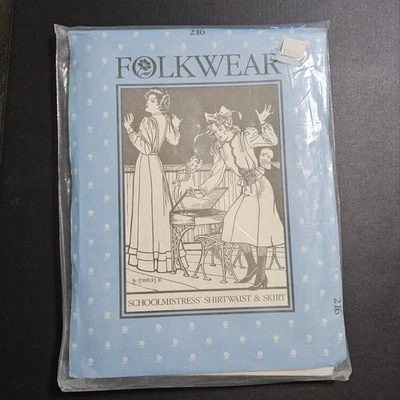 Folkwear Schoolmistress Shirtwaist Skirt Dress Costume Sewing Pattern Sz 8-14 - Image 1 of 3