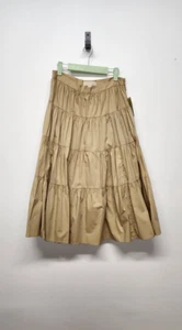 Michael Kors Women's Khaki Tiered Cotton Poplin Midi Skirt, Size S (Runs Big) - Picture 1 of 14