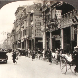 Keystone Stereoview of Cars & Rickshaws in Canton, China Rare 1200 Card Set #990 - Picture 1 of 4
