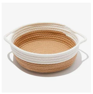 NWT Short Stories Large Woven Round Rope Basket Natural  - Picture 1 of 8