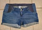 Isabel by Ingrid Women's Maternity Dark Wash Denim Midi Shorts Size 10 EUC