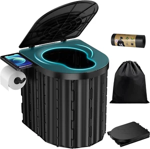 Tragbare Toilette, verbesserte 15" Toilette mit abnehmbarem Papierhalter, Campingtoilette - Bild 1 von 12