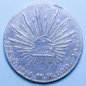 MEXICO CITY 8 REALES 1888 Mo MH LUCIDATA POLISHED BB ARGENTO SILVER COIN - Imagen 1 de 2