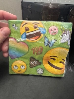Unique 16ct. Emoji Party Paper Beverage Napkins Party Supply Tableware New! - Image 1 of 2