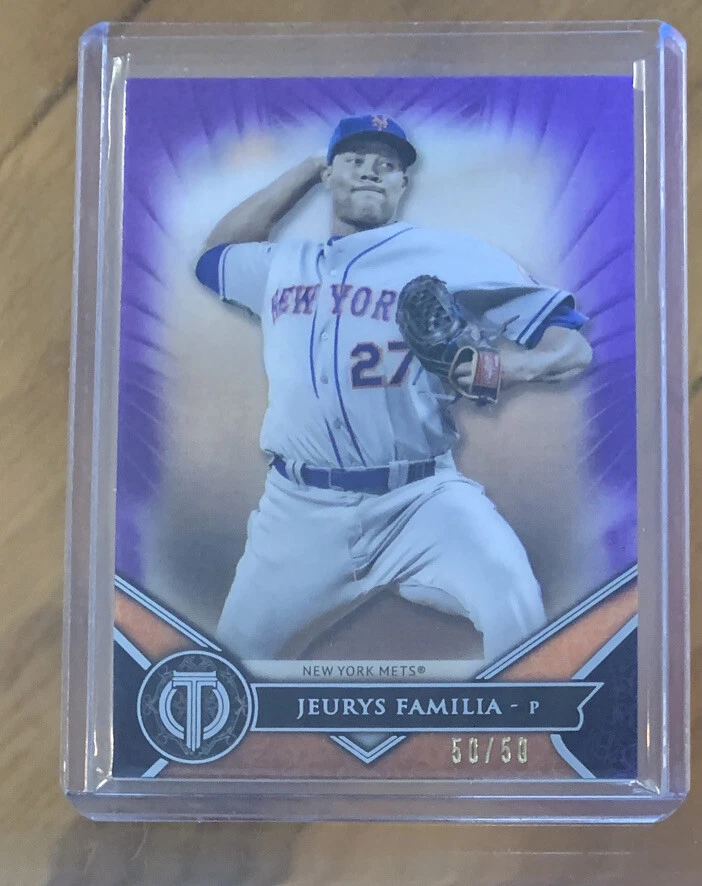 2017 Topps Tribute Jeurys Familia Purple Parallel SP #50/50 Mets - Image 1 of 2