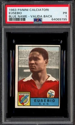 Eusebio Panini Calciatori 1963 nombre azul valida novato (PSA 1) fuerte atractivo visual Foto 1 de 2