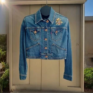 Chaqueta de mezclilla corta Levi's SLIM FIT para mujer talla XL (no fiel a la talla) SÉ AMABLE - Imagen 1 de 5