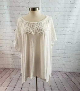 Lane Bryant Top Eyelet Lace High Low Hem Plus 26/28 White - Picture 1 of 8