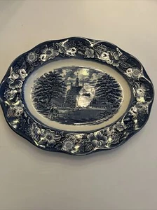 Staffordshire Liberty blau 14" große ovale Servierplatte - Bild 1 von 6